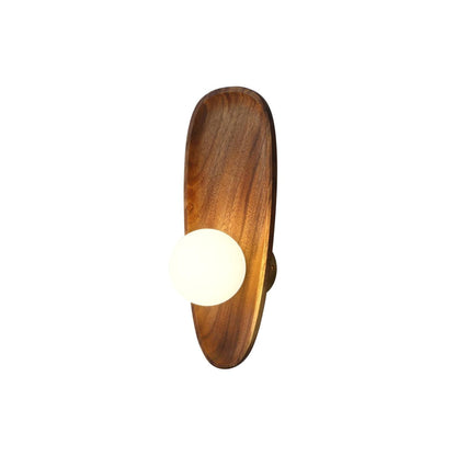 Walnut Wall Light with Glass Globe and Oval Backplate — product view 27