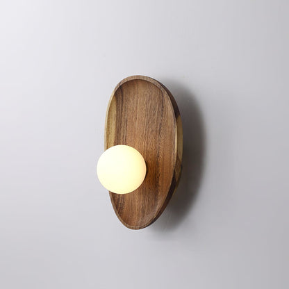 Walnut Wall Light with Glass Globe and Oval Backplate — product view 28