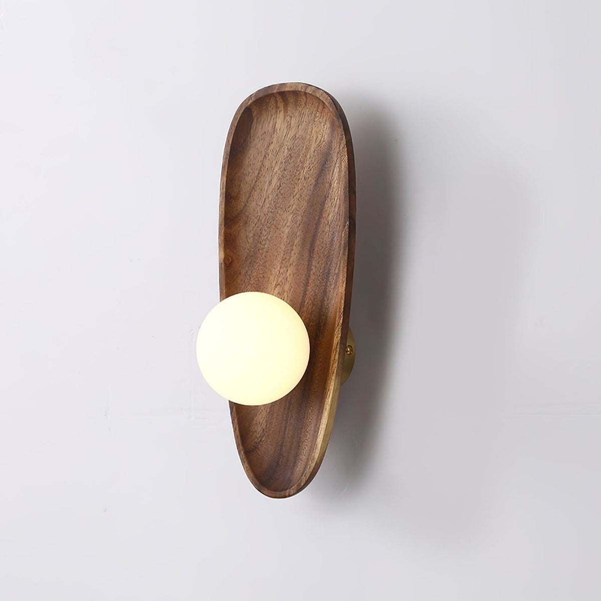 Walnut Wall Light with Glass Globe and Oval Backplate — product view 29
