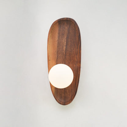 Walnut Wall Light with Glass Globe and Oval Backplate — product view 30