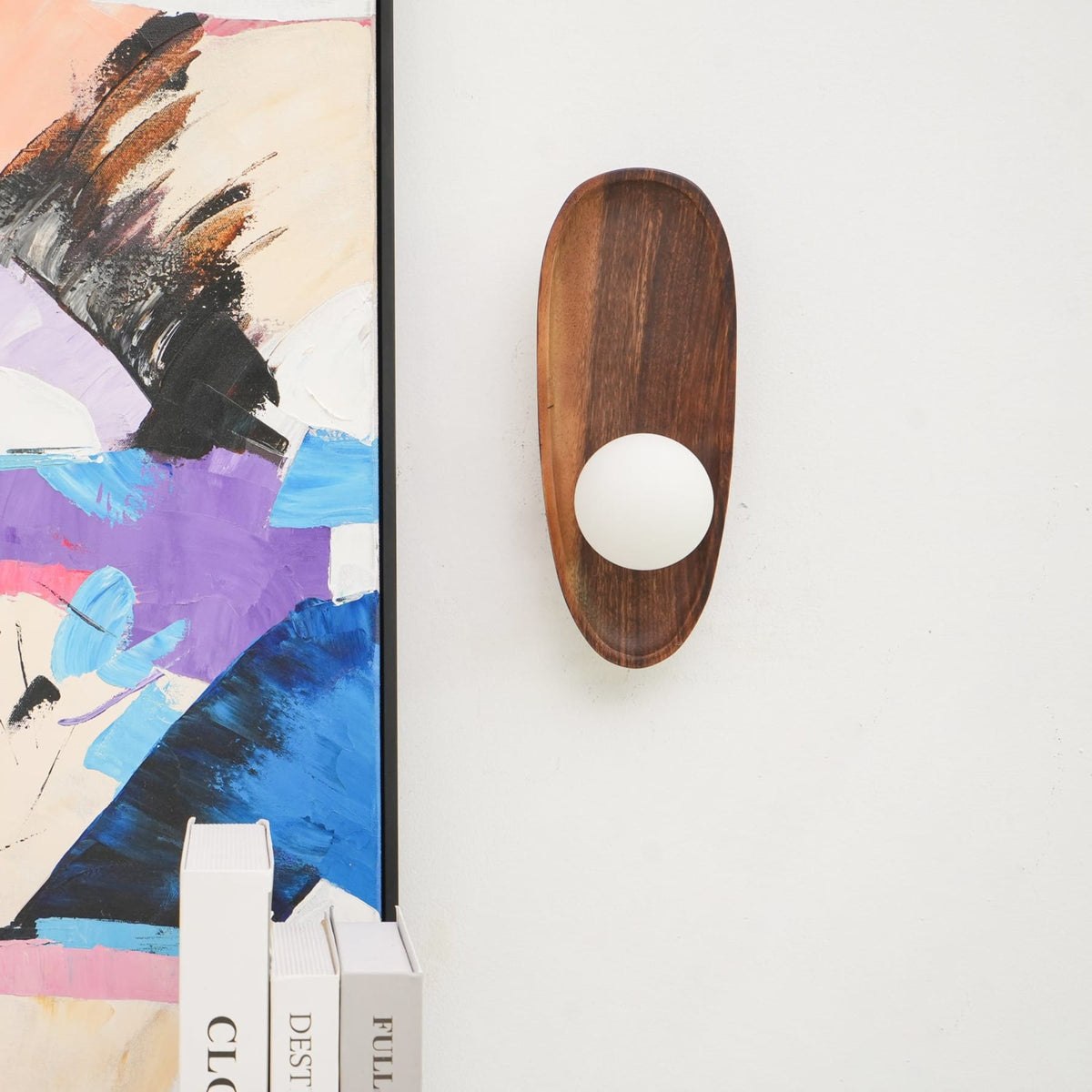 Walnut Wall Light with Glass Globe and Oval Backplate — product view 33