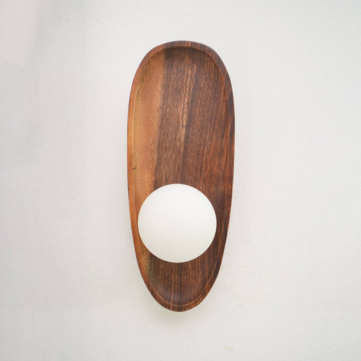Walnut Wall Light with Glass Globe and Oval Backplate — product view 34