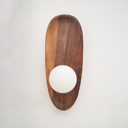 Walnut Wall Light with Glass Globe and Oval Backplate — product view 34