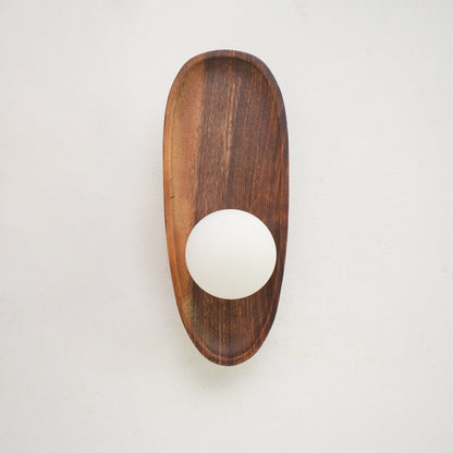 Walnut Wall Light with Glass Globe and Oval Backplate — product view 35