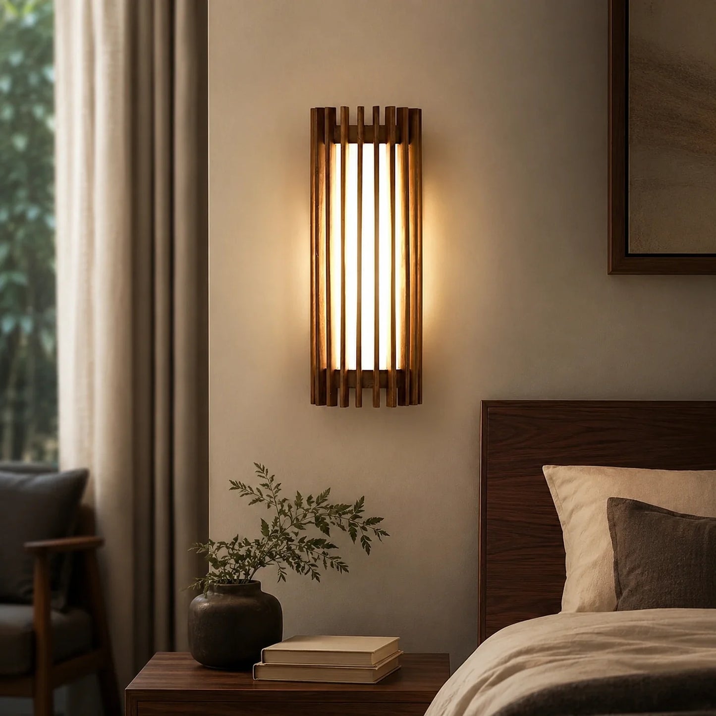 Wabi-Sabi Wood and Acrylic LED Wall Sconce