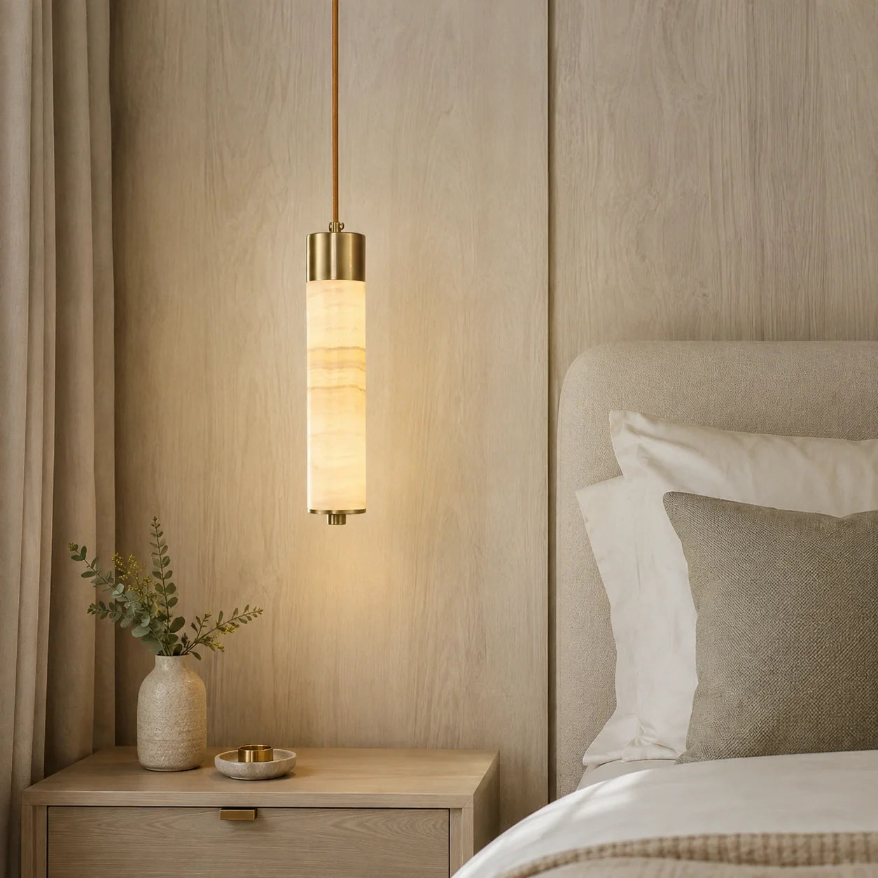 Retro LED Pendant Light with Marble and Acrylic Effect