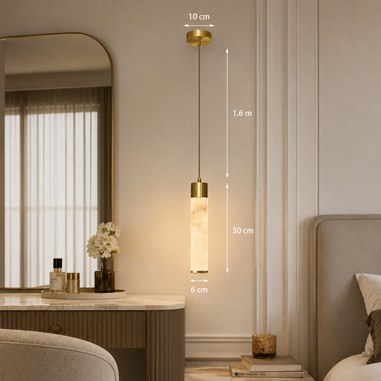 Retro LED Pendant Light with Marble and Acrylic Effect