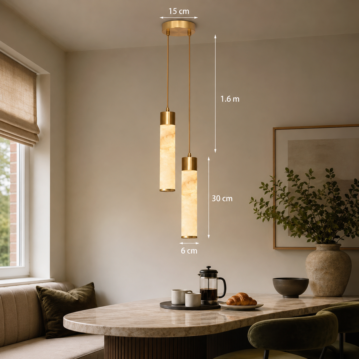 Retro LED Pendant Light with Marble and Acrylic Effect