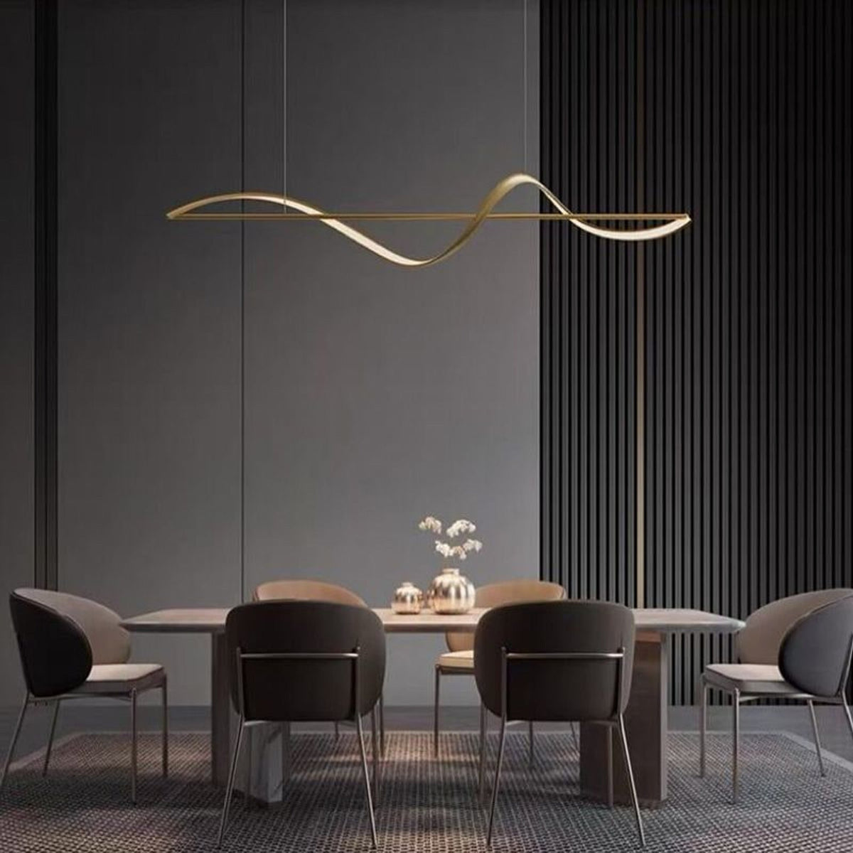 Wave LED Pendant Light with Adjustable Suspension
