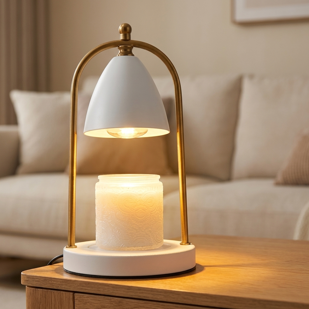 White body and gold rod candle warmer lamp