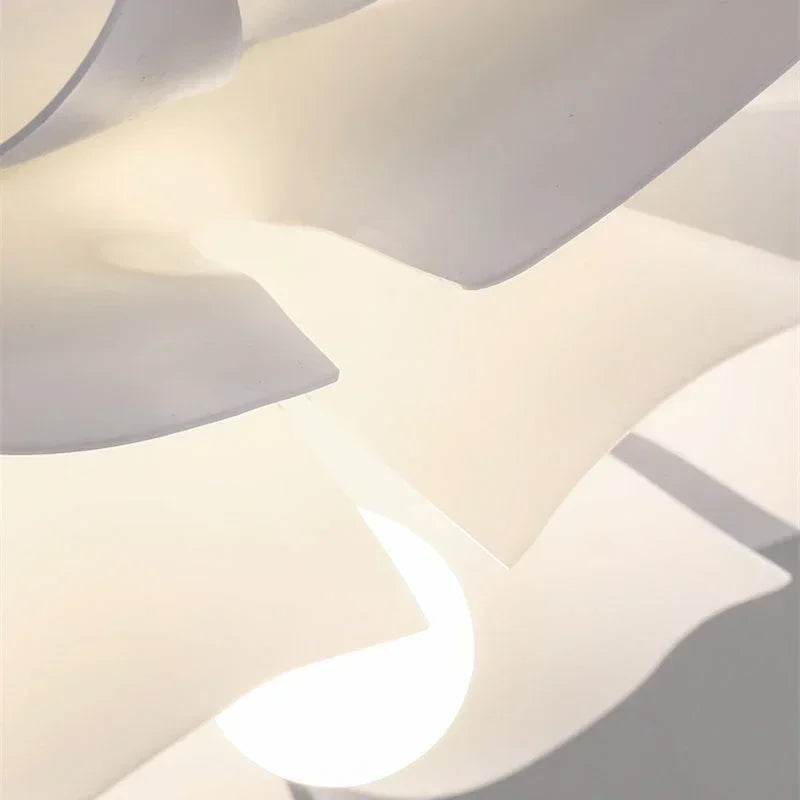Close-up of the curved white acrylic petals
