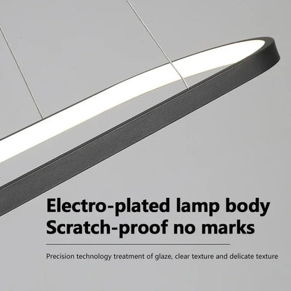 White oval pendant light in aluminium