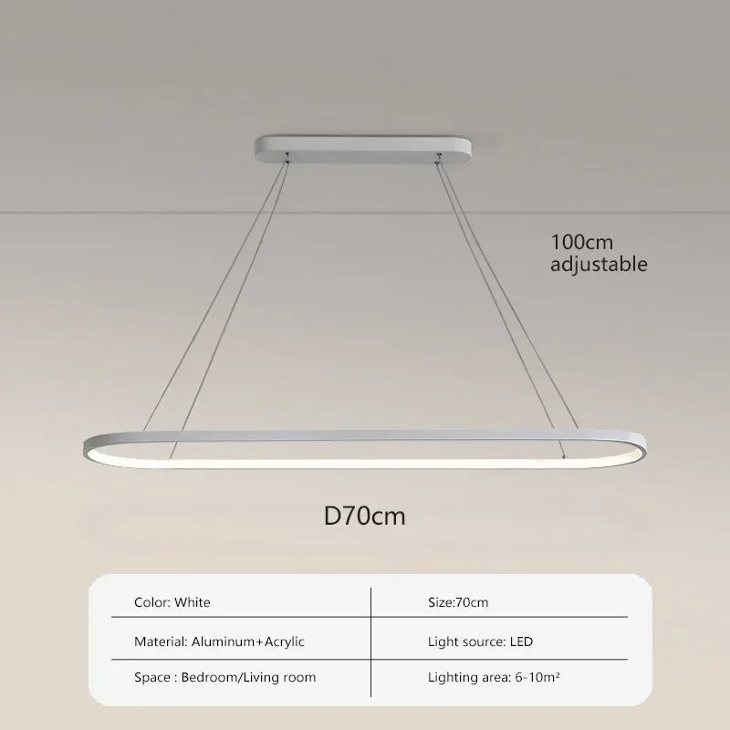 Oval white pendant light with LED bulbs