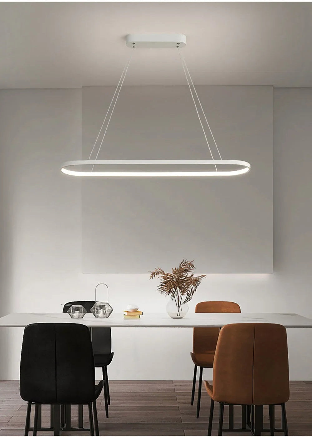 White ellipse LED pendant light