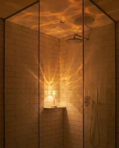 Wireless aurora lamp lighting a shower area