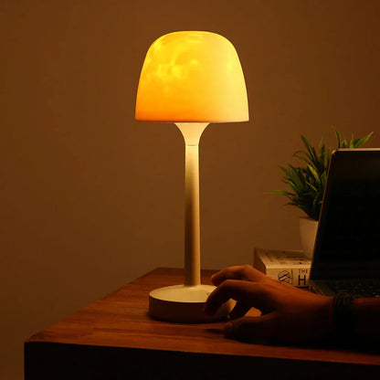 Aurora night light with warm illuminated shade
