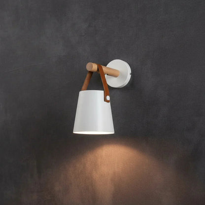 Wood and Leather Strap Wall Light