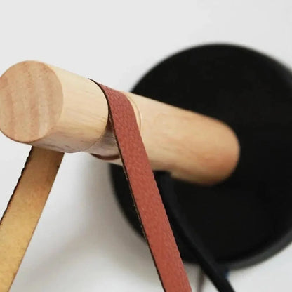 Wood and Leather Strap Wall Light