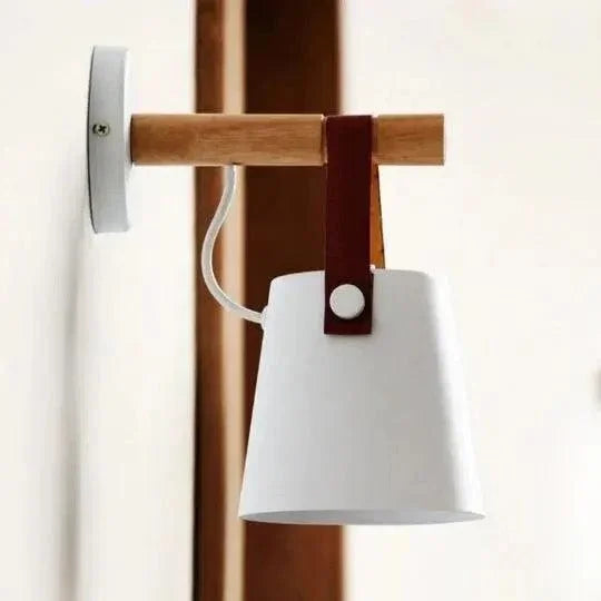 Wood and Leather Strap Wall Light