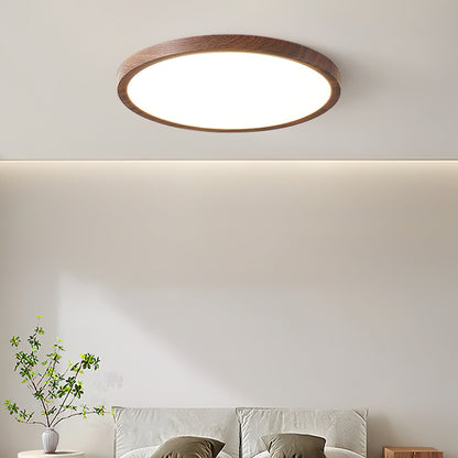 Wood-effect ceiling light above a living room