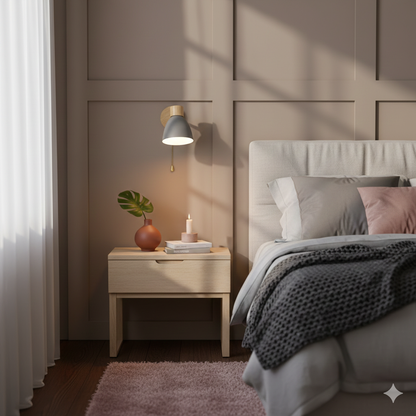 Modern wood wall light in an interior setting