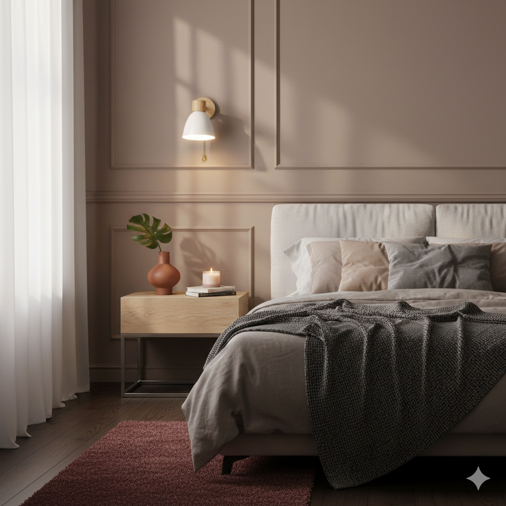 Modern cone wall light in a styled interior