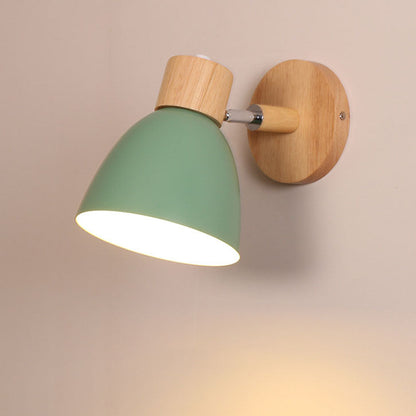 Wood and iron cone wall light variant view