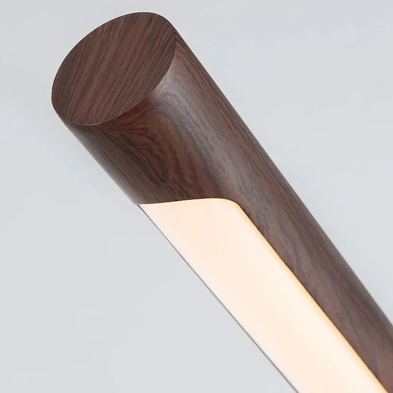 Close-up of wooden light bar and LED diffuser