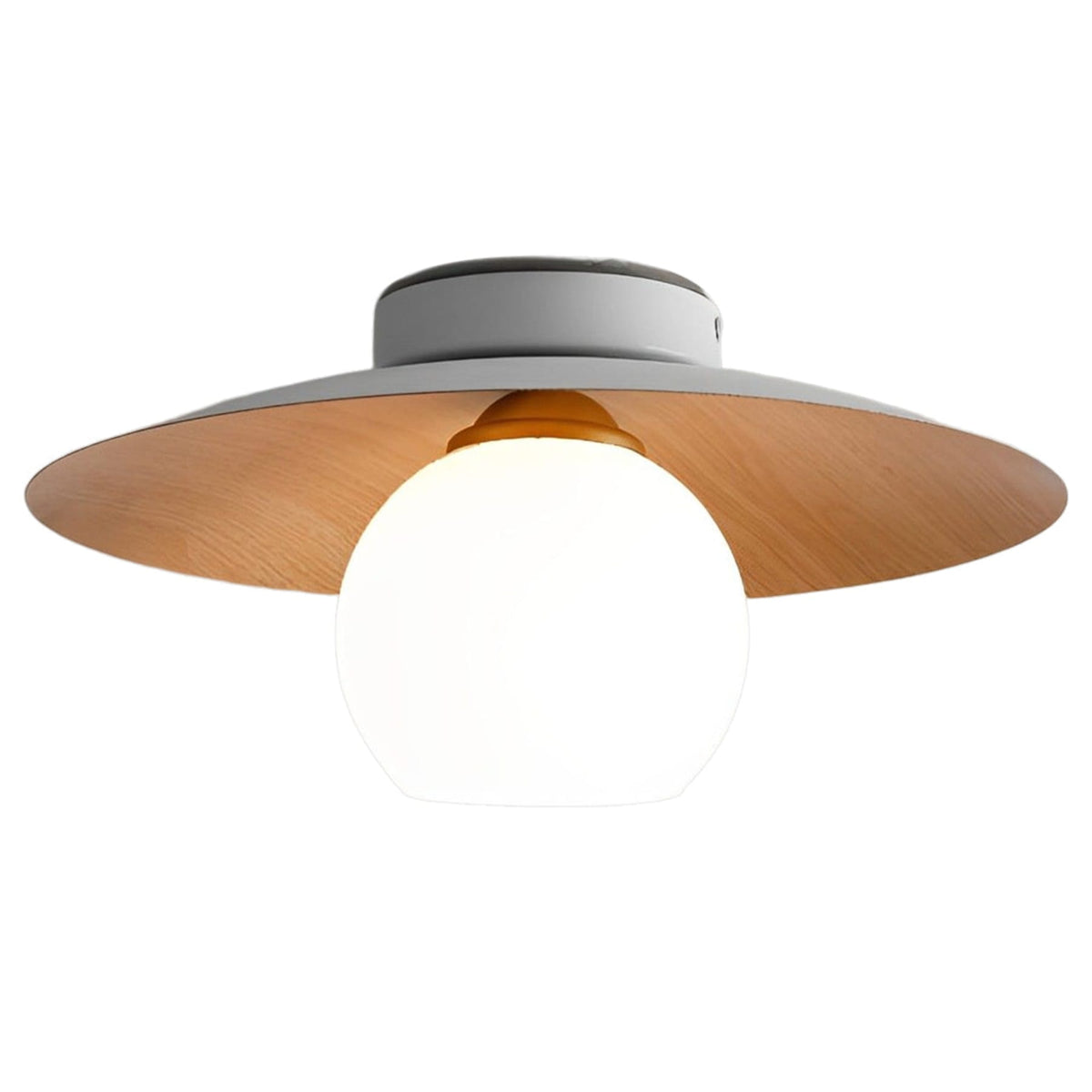 Wood-Tone Iron Semi-Flush Ceiling Light
