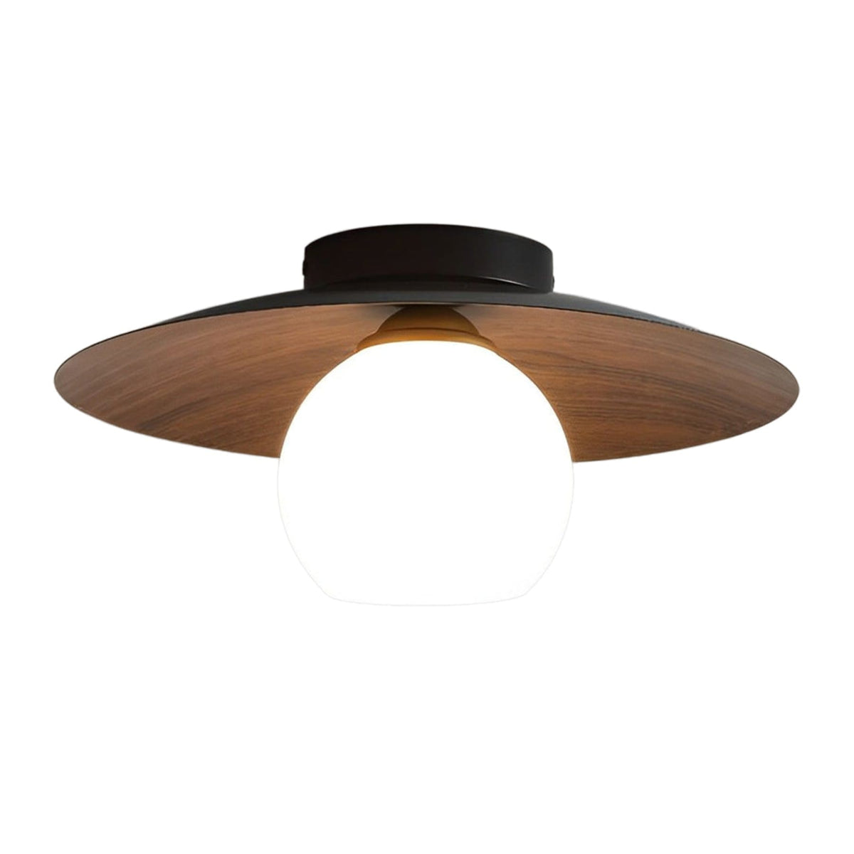 Wood-Tone Iron Semi-Flush Ceiling Light