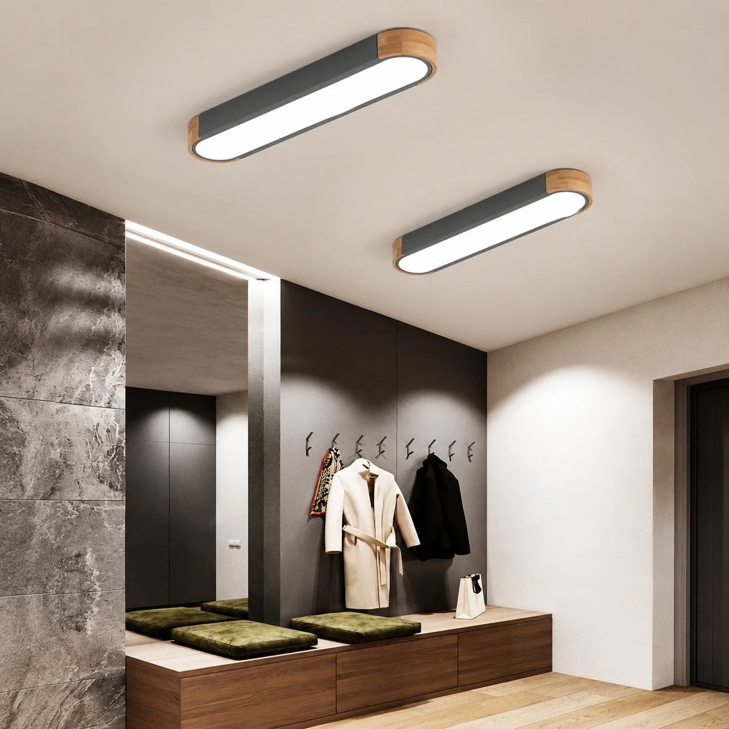 Modern Wooden & Iron LED Surface Ceiling Light