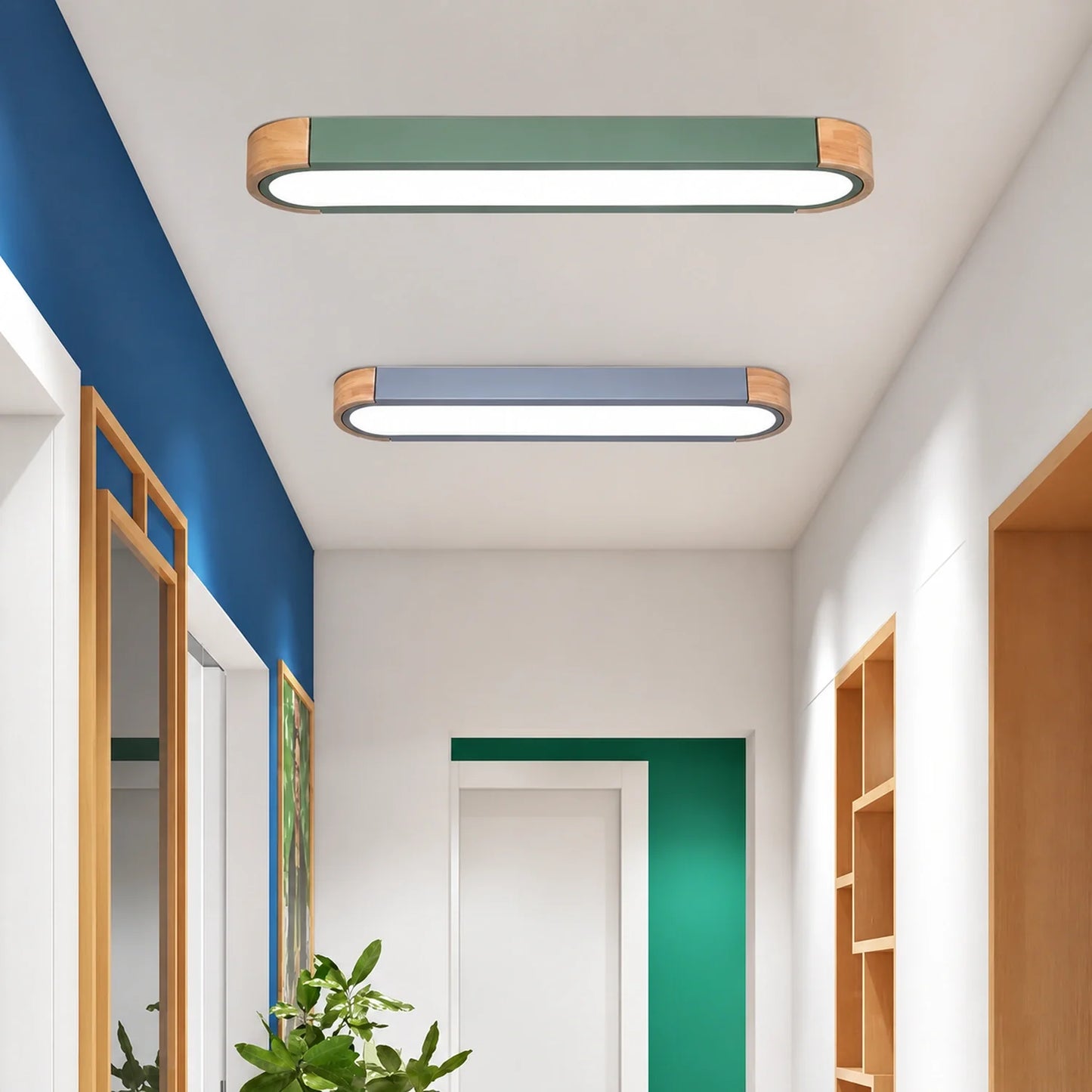 Modern Wooden & Iron LED Surface Ceiling Light
