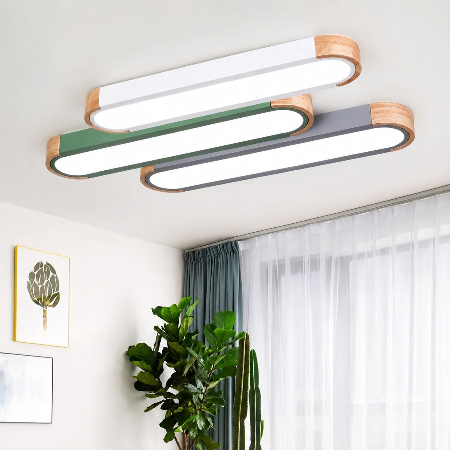 Modern Wooden & Iron LED Surface Ceiling Light