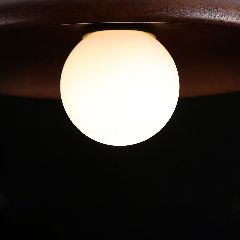 Wooden Disc Ceiling Light with Globe