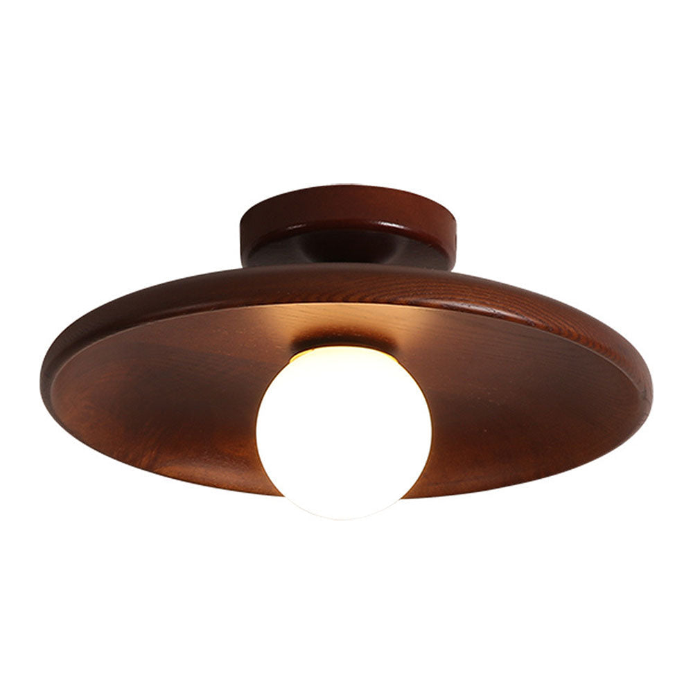 Wooden Disc Ceiling Light with Globe