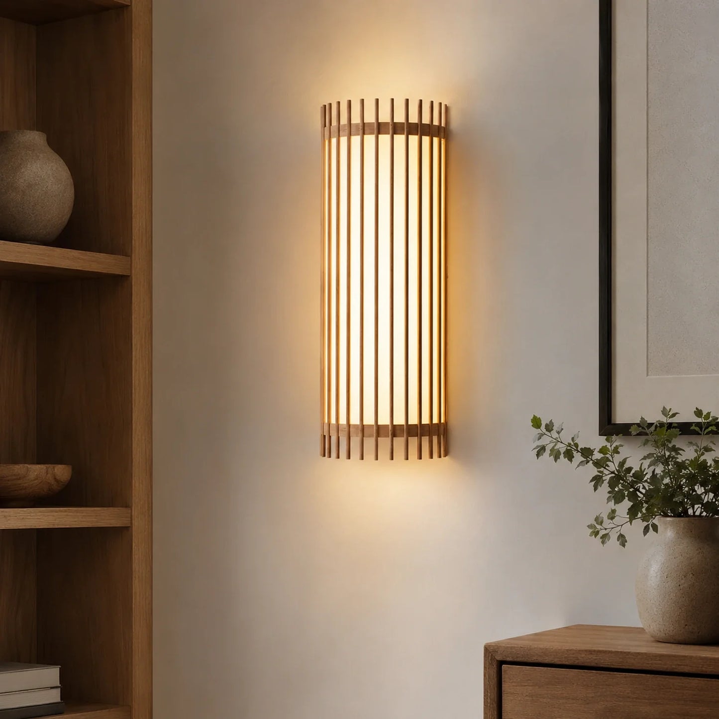 Wabi-Sabi Wood and Acrylic LED Wall Sconce